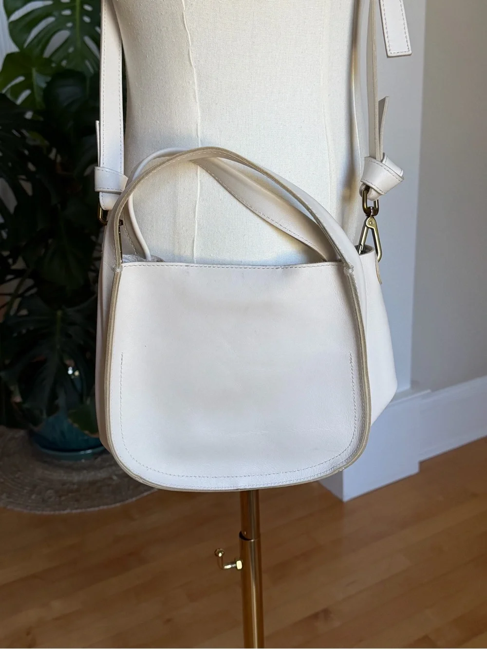 Madewell White Leather Top Handle Crossbody Bag NWT